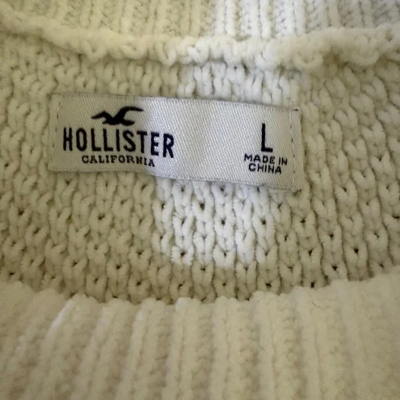 Hollister Women’s White Textured Knit Mock Neck Sweater — Size L - Picture 8 of 8